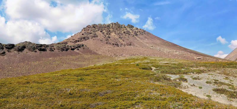 Red peak near the pass